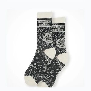 ALF Off White and Black Rose Bandana Socks